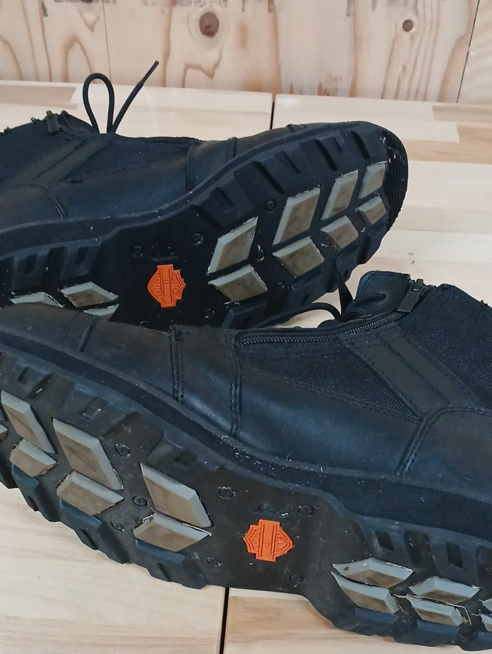 Harley-Davidson Black Lace-Up Side-Zip Work Boots Size 12